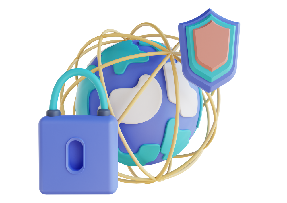 dag van de privacy een 3d afbeelding van een wereldbol met spijlen eromheen ter bescherming